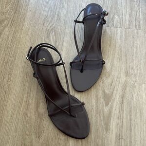 NEW Mango - Strappy Heeled Sandals (Chocolate Brown) - Size 7.5